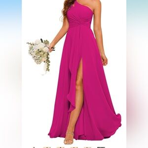 Elegant Fuschia One-Shoulder Dress